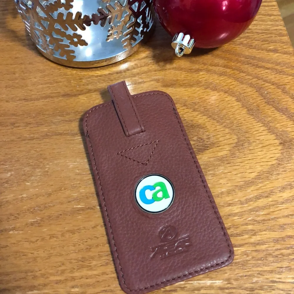 Leather brown Ahead luggage tag Logo CA